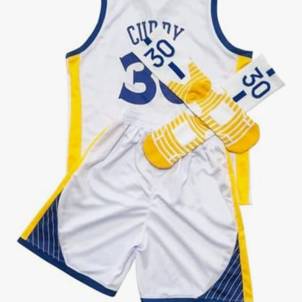Kids White and Yellow Sports Jersey Set